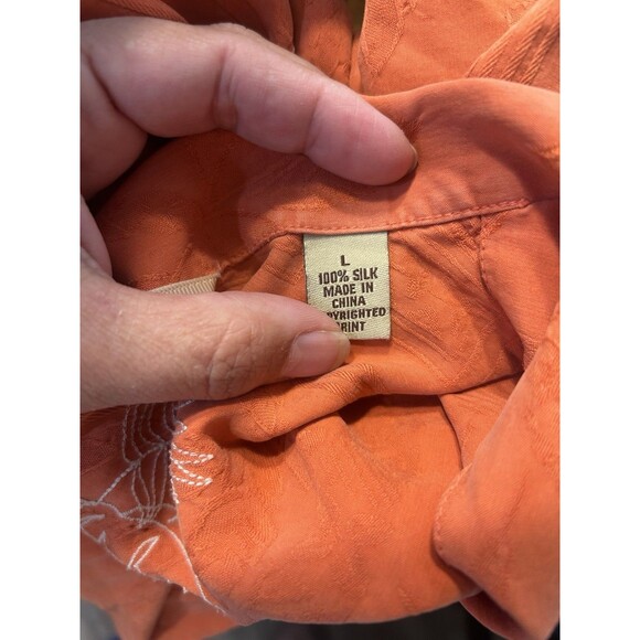 Tommy Bahama 100% Silk Button Up Pocket Short Sleeve Shirt Men’s Large Orange - Picture 5 of 5